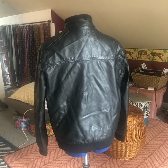 Moto biker jacket vegan black leather lady large men’s med vintage Calvin Klein - Picture 8 of 11